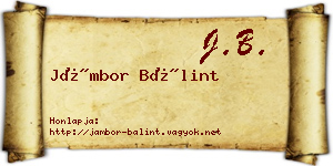 Jámbor Bálint névjegykártya