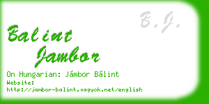 balint jambor business card